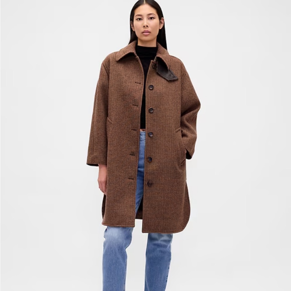 GAP Wool-Blend Oversized Houndstooth Car Coat